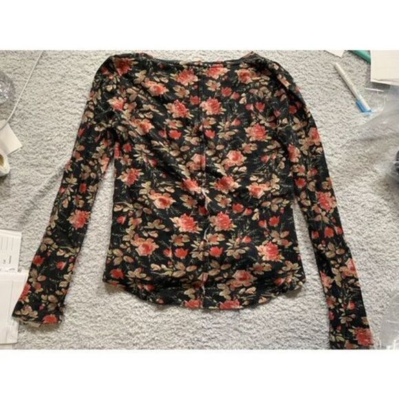 NWOT Anthropologie PILCRO Women's Split-Neck Floral Waffle Knit Thermal Top XS - Picture 3 of 10